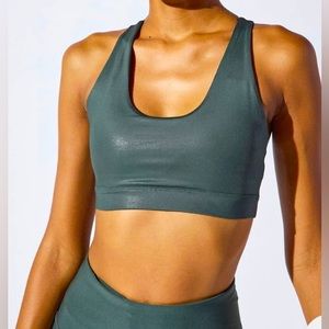 NWT MPG Kelly Recycles Nylon‎ Support Bra Medium Bay Leaf